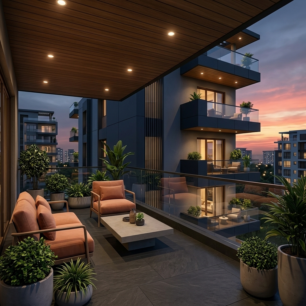 Rooh Stays balcony sunset deck
